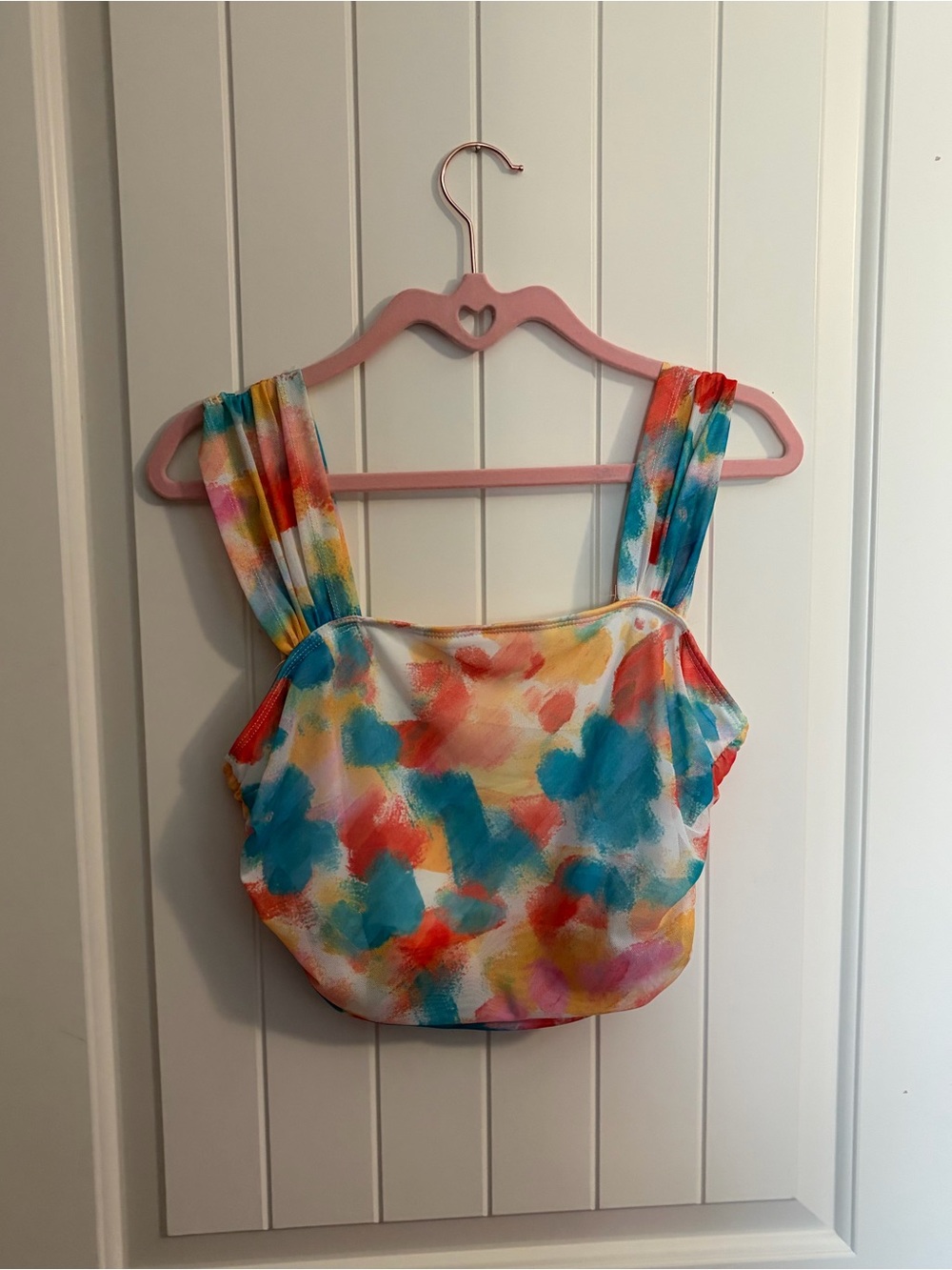 multicolor mesh cropped top